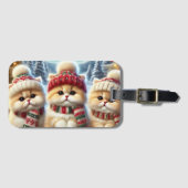 クリスマスと雪のフェスティバルの猫たち ラゲッジタグ (正面横)