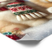 クリスマスと雪のポスターの猫たち ポスター (角)