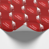 クリスマスと雪の赤の背景ラッピング紙 ラッピングペーパー (角)