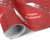 クリスマスと雪の赤の背景ラッピング紙 ラッピングペーパー (ロールコーナー)