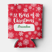 クリスマスと雪の赤の12バー 缶クーラー (正面)