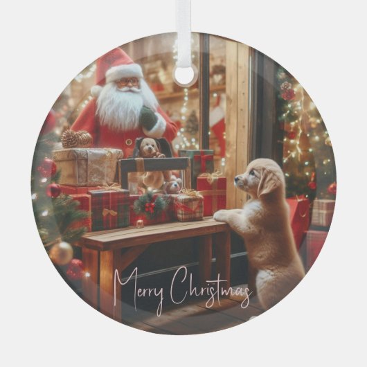 クリスマスと願い事 ガラスオーナメント (正面)