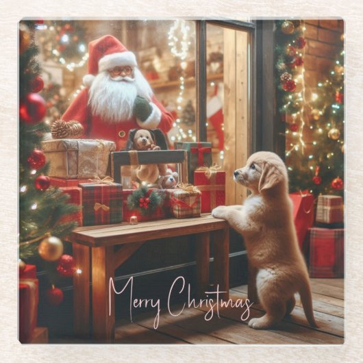 クリスマスと願い事 ガラスコースター (正面)