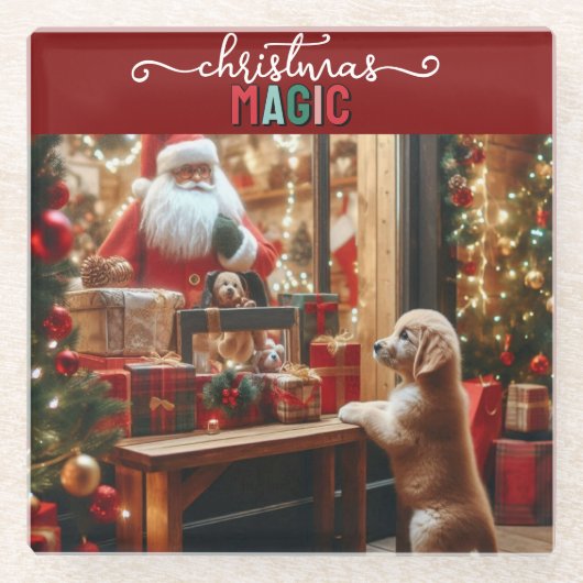 クリスマスと願い ガラスコースター (正面)