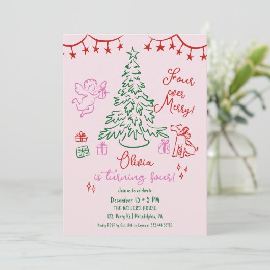 クリスマスと4歳の誕生日の奇妙なツリー 案内状 (スタンド正面)