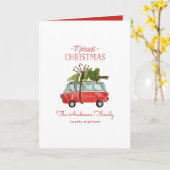 クリスマスと…ヴィンテージ水色バン写真 カード (黄色い花)