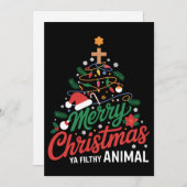 クリスマスなんて汚い動物が！面白いXmas家族 シーズンカード (正面/裏面)