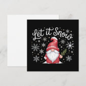 クリスマスにおめでとう かわいい小人 雪が降る冬 シーズンカード (正面/裏面)