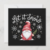 クリスマスにおめでとう かわいい小人 雪が降る冬 シーズンカード (正面)