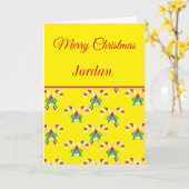 クリスマスにおめでとう キャンディーケーンとリボン カード (黄色い花)
