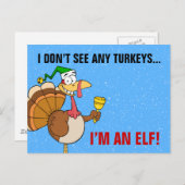 クリスマスにおもしろい変装した感謝祭の七面鳥 シーズンポストカード (正面/裏面)