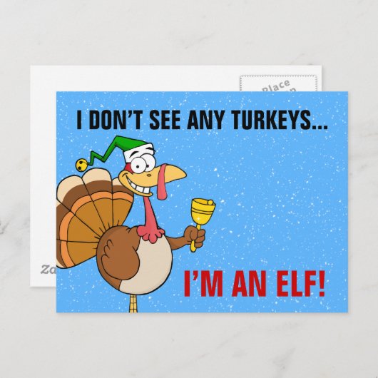 クリスマスにおもしろい変装した感謝祭の七面鳥 シーズンポストカード (正面/裏面)