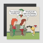 クリスマスにおもしろい犬を提供するかわいいワイン (正面/裏面)