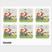 クリスマスにおもしろい犬を提供するかわいいワイン スクエアシール (シート)