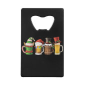 クリスマスにお酒を飲むサンタクロース ビール好き クレジットカード栓抜き (正面)