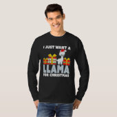 クリスマスにかわいいクリスマスにラマが欲しい Tシャツ (正面フル)