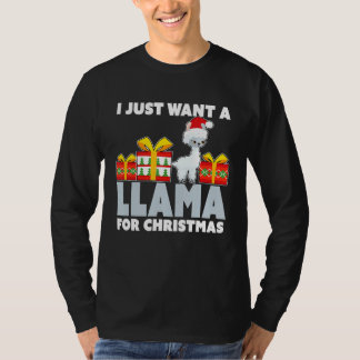 クリスマスにかわいいクリスマスにラマが欲しい Tシャツ