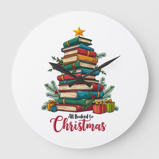 クリスマスにすべての本が予約済み|先生へのギフト ラージ壁時計 (正面)