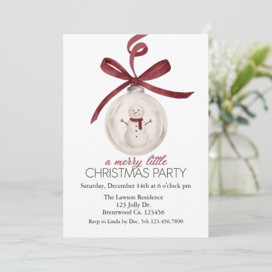 クリスマスにちょこっと雪だるま 招待状 (スタンド正面)