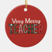 クリスマスにとても楽しい先生ヒョウの木 セラミックオーナメント (正面)