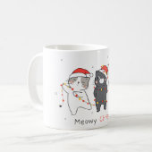 クリスマスにはクリスマスライトで猫を描く コーヒーマグカップ (正面左)