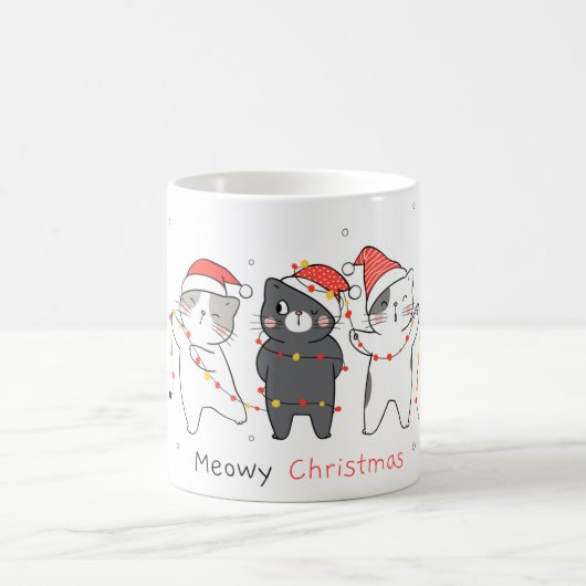 クリスマスにはクリスマスライトで猫を描く コーヒーマグカップ (中央)