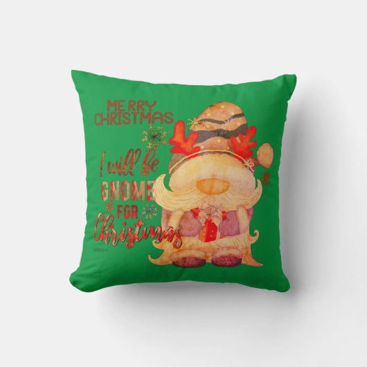 クリスマスには僕はゴnomeになるよ　面白いクリスマス クッション (正面)