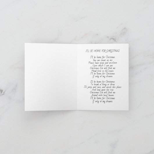 "クリスマスには家に帰るよ" 猫のホリデーカード シーズンカード (内部)