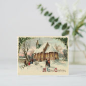 クリスマスには村の教会へ行く人々がいる ポストカード (スタンド正面)