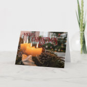 クリスマスにぴったりなエレガントなクリスマスリースのキャンドル カード (正面)