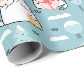 クリスマスにゃんこパターン おもしろネコたちと まほうのゆきだるま ラッピングペーパー (ロールコーナー)