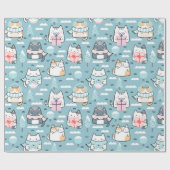 クリスマスにゃんこパターン　マジックスノーボールズ ラッピングペーパー (フラット)