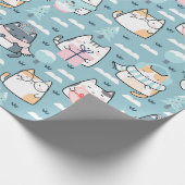 クリスマスにゃんこパターン　マジックスノーボールズ ラッピングペーパー (角)