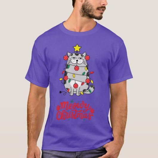 クリスマスにゃんクリスマス 笑う猫 Tシャツ (正面)