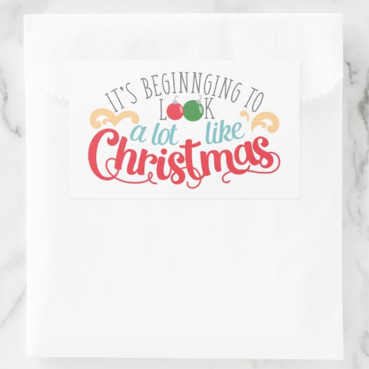 クリスマスによく似ているように見えるようになった 長方形シール (バッグ)