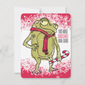 クリスマスによってハンドメイドカエルのスカーフの編み物のかぎ針編み シーズンカード (正面)