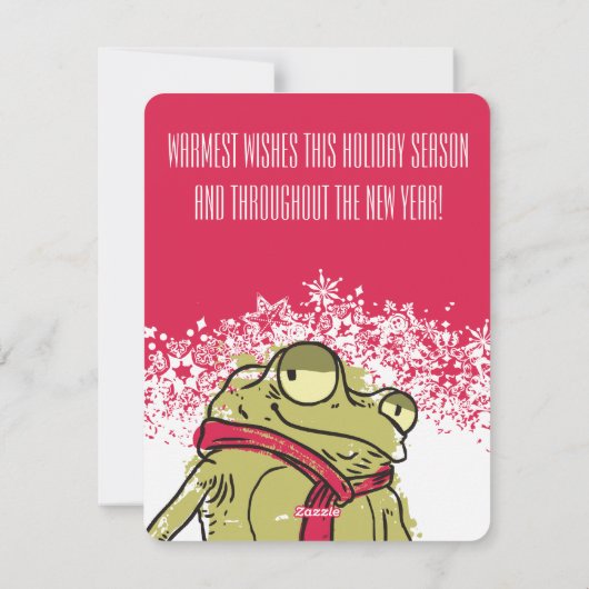 クリスマスによってハンドメイドカエルのスカーフの編み物のかぎ針編み シーズンカード (裏面)