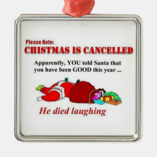 クリスマスによって取り消されたサンタは笑いこけました メタルオーナメント