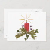 クリスマスによって押される花のデザイン シーズンポストカード (正面/裏面)