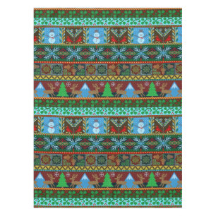 クリスマスによって編まれるセーターパターントナカイの休日 テーブルクロス