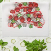 クリスマスによって飾られる木の台所タオル キッチンタオル (折り畳み)