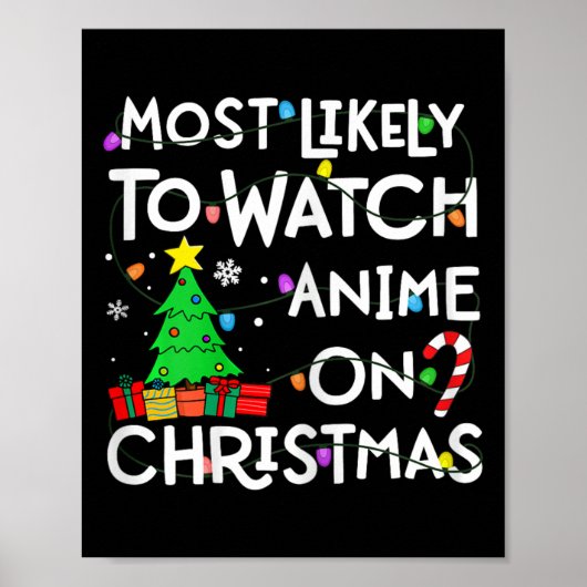 クリスマスにアニメを見る可能性大 サンタハット ポスター (正面)