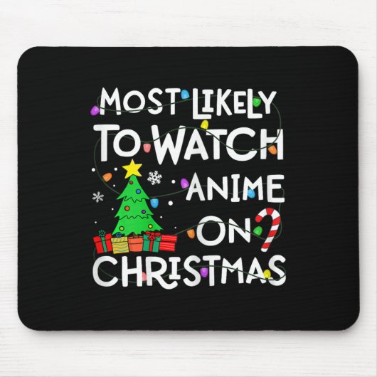クリスマスにアニメを見る可能性大 サンタハット マウスパッド (正面)