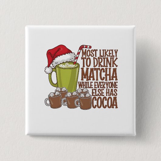 クリスマスにエルフを見ながら抹茶を飲むのが一番好き 缶バッジ (正面)