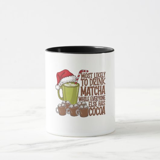 クリスマスにエルフを見ながら抹茶を飲む確率No.1 マグカップ (中央)