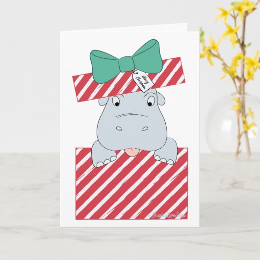 クリスマスにカバが欲しい カード (黄色い花)