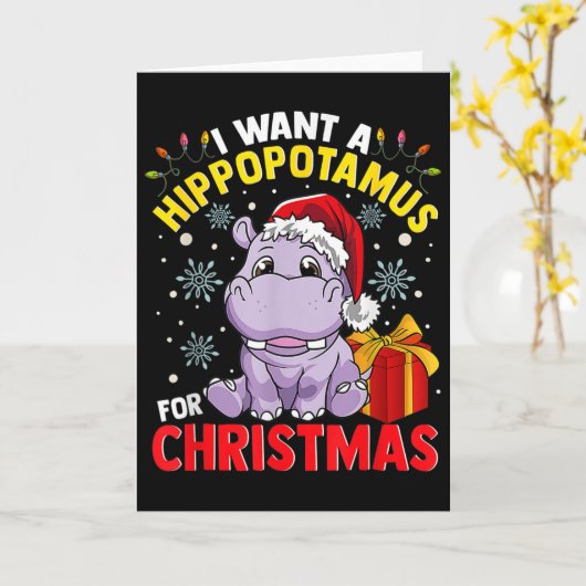 クリスマスにカバが欲しい カード (黄色い花)