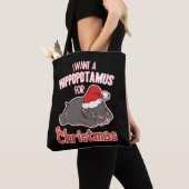 クリスマスにカバが欲しい トートバッグ (クローズアップ)