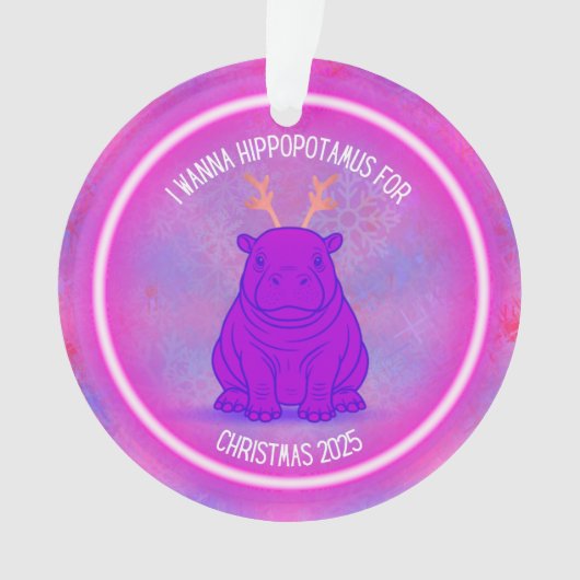 クリスマスにカバが欲しい - パープル オーナメント (正面)