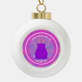 クリスマスにカバが欲しい - パープル セラミックボールオーナメント